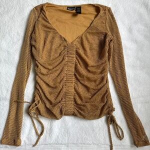 vintage bisou bisou mesh long sleeve top
